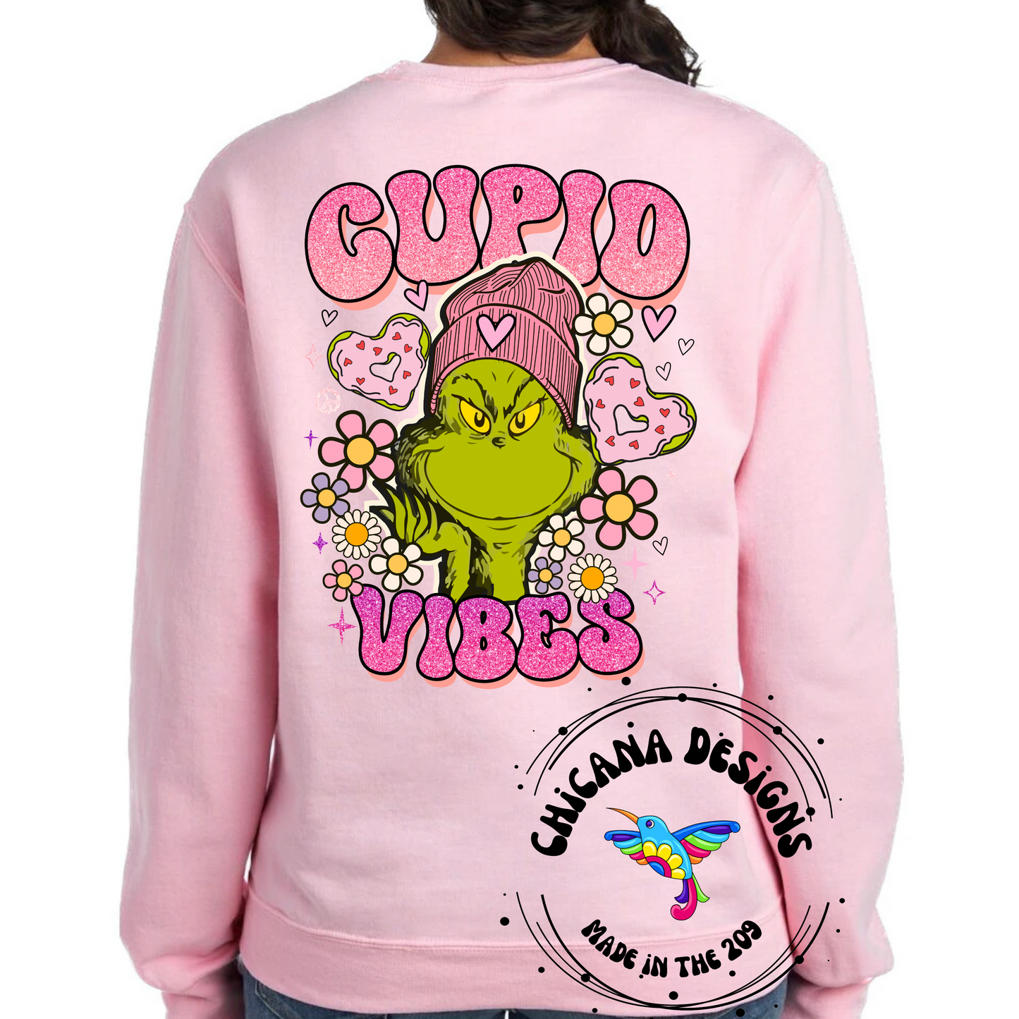 Grinchy Cupid Vibes valentine crewneck sweater