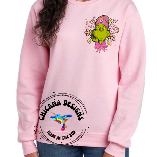 Grinchy Cupid Vibes valentine crewneck sweater